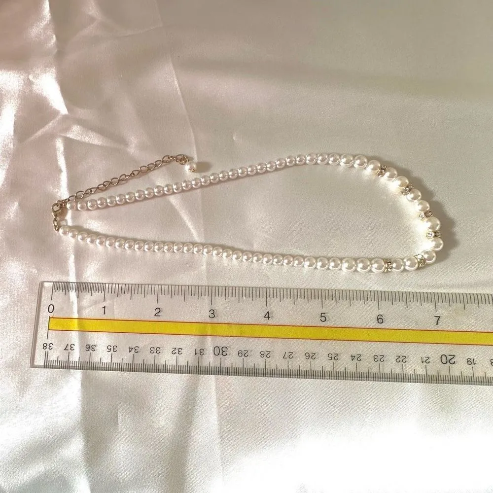 Faux pearl rhinestone choker necklace - Image 5