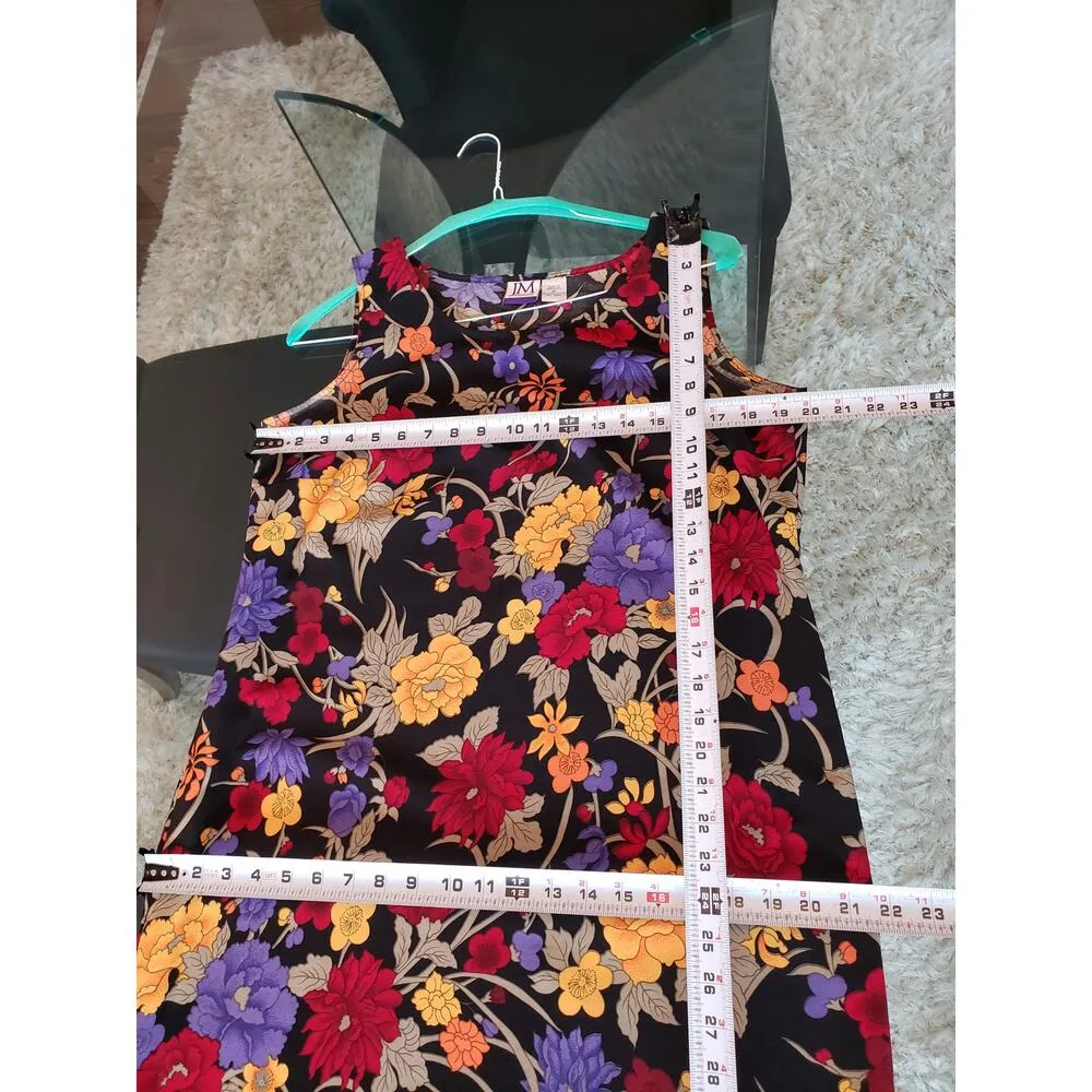 JM Collection M Black Floral Sleeveless Sheath Dress Midi Stretchy Pullover - Image 11