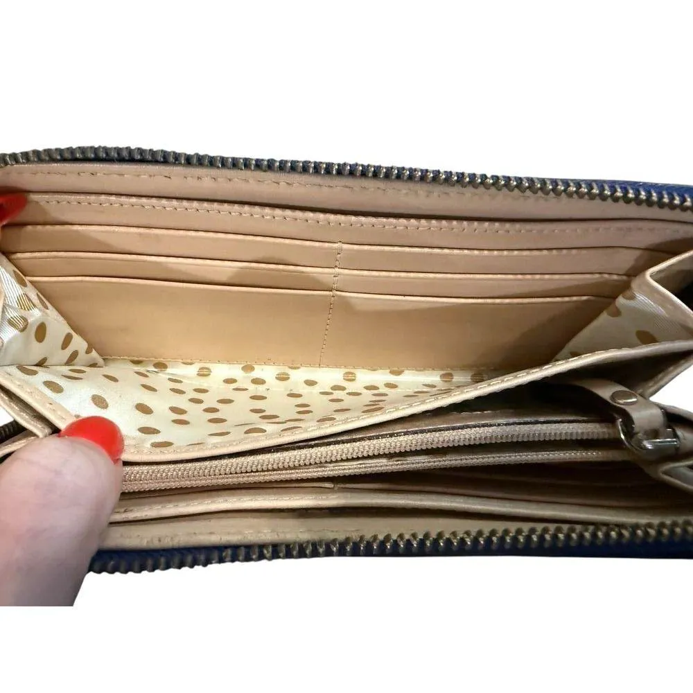 Kate Spade Zip-Around Wallet | Royal Blue Leather Polka Dot Lining - Image 6