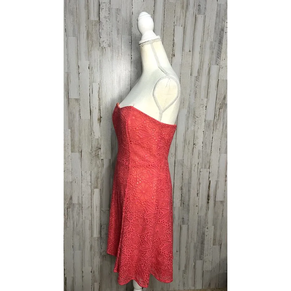 Lilly Pulitzer‎ Women's Pink Strapless Lace A-Line Dress Size 4 - Image 5