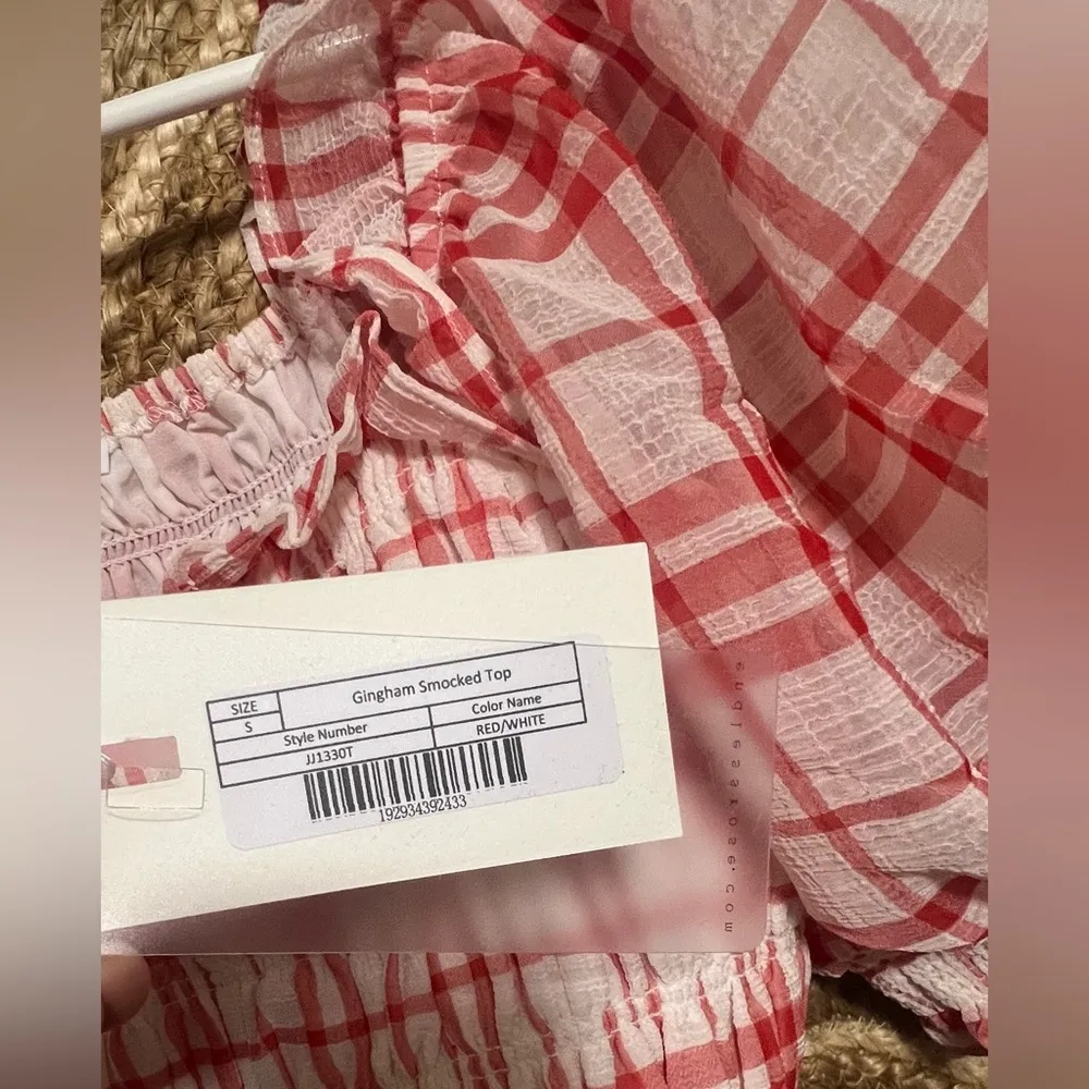 Endless Rose Women's Red/White Gingham Smocked Top, Size S, Brand New, NWT - Image 5