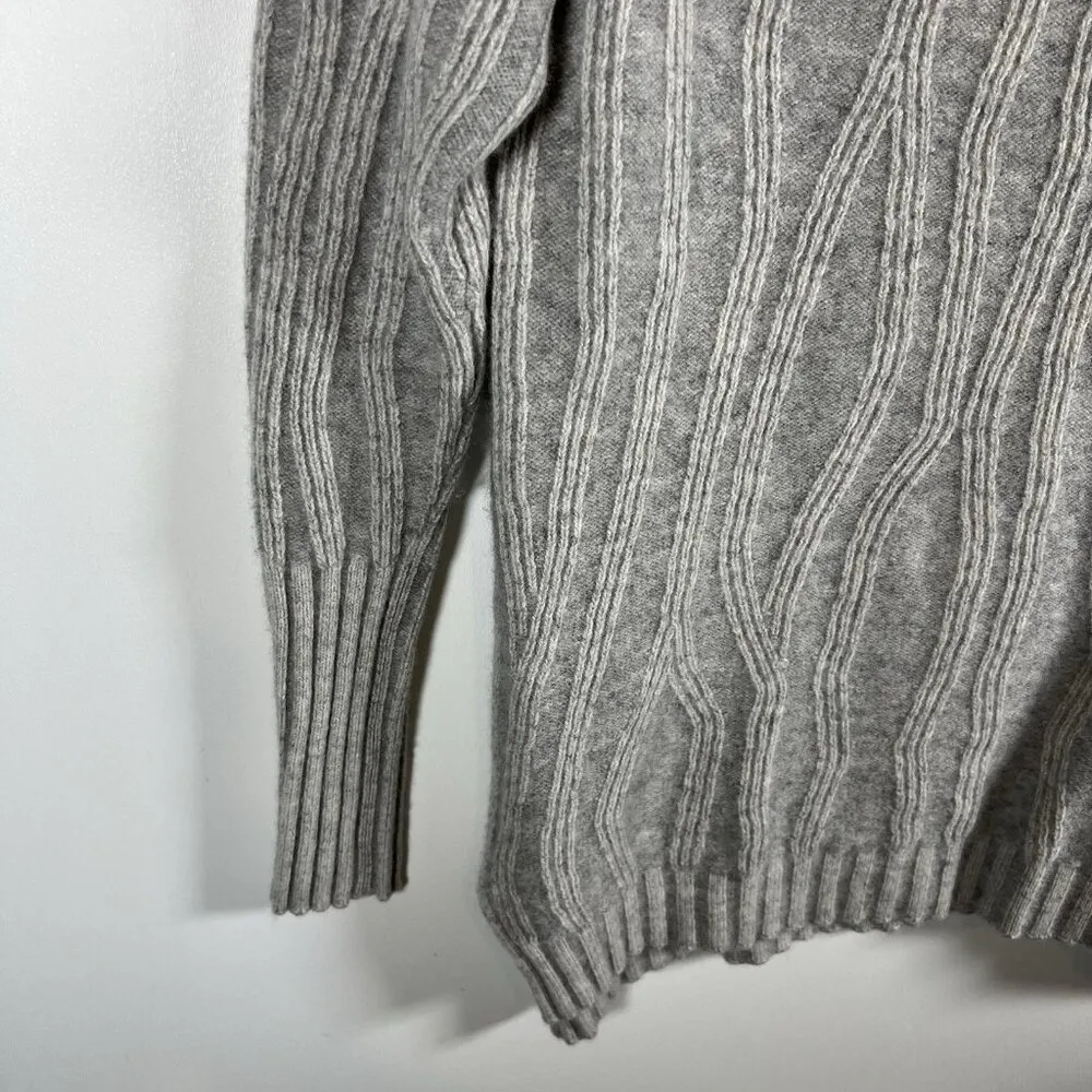 Vince Cashmere Wool Pullover Crew Neck Ribbed Geometric Sweater Light Gray Sz XS - Image 6