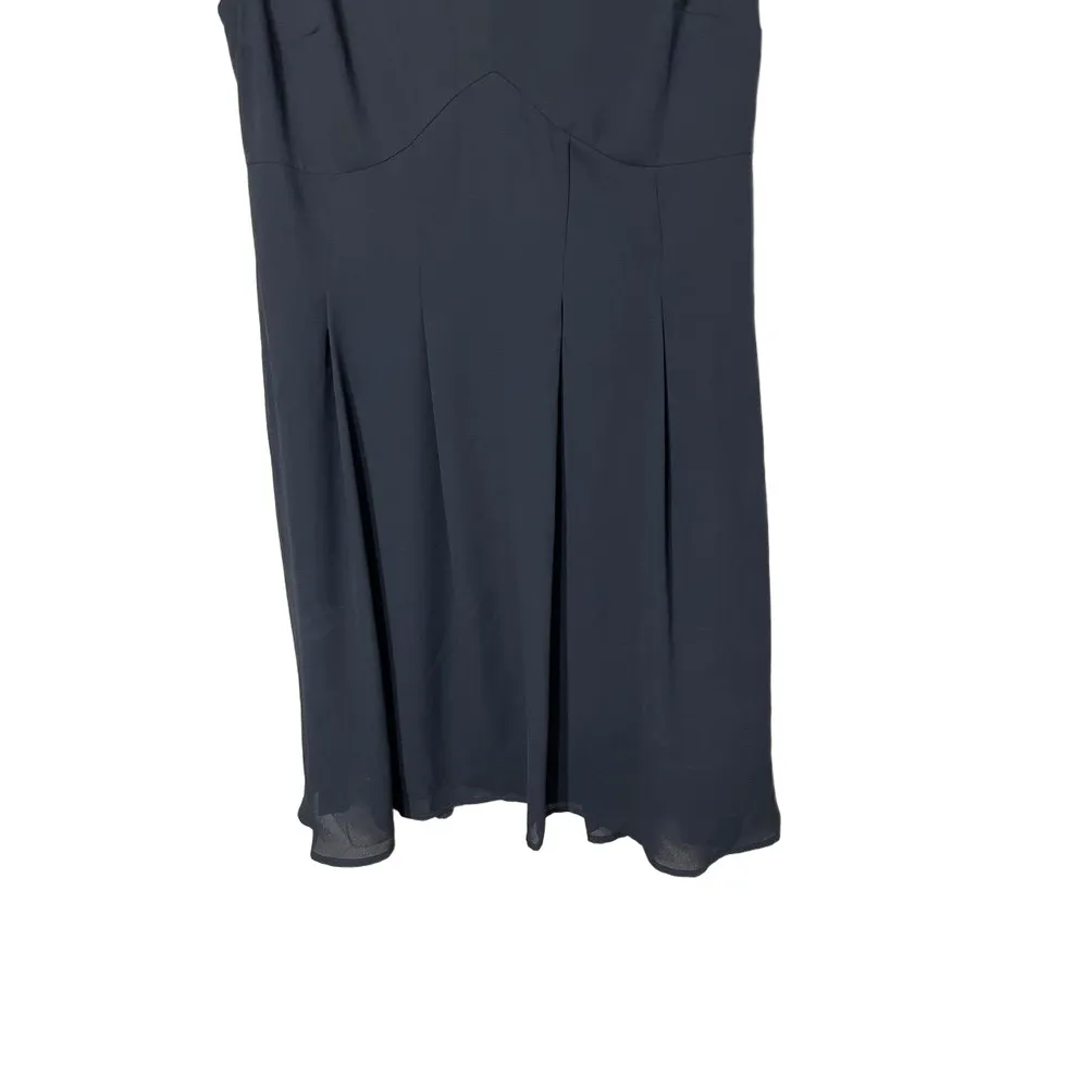 Express Black Chiffon VNeck Knee Length Sleeveless Dress Small - Image 3