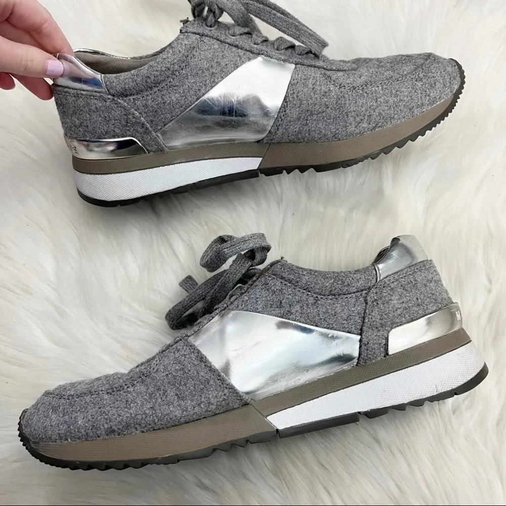 Michael Kors  Gray and Silver Allie Sneakers - Image 4