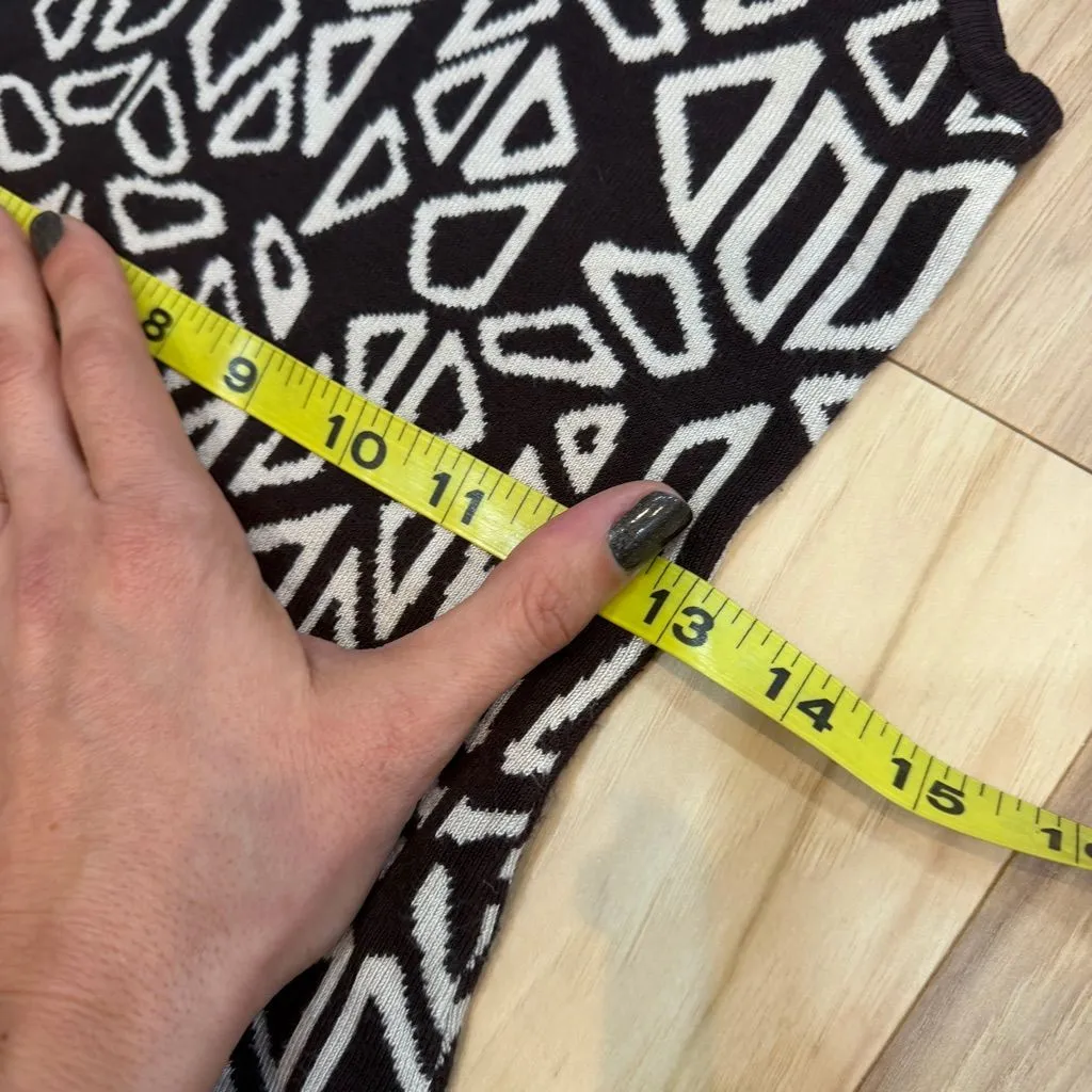 Brown and tan Zara geometric print dress sz M knit stretch #geometricprint - Image 5