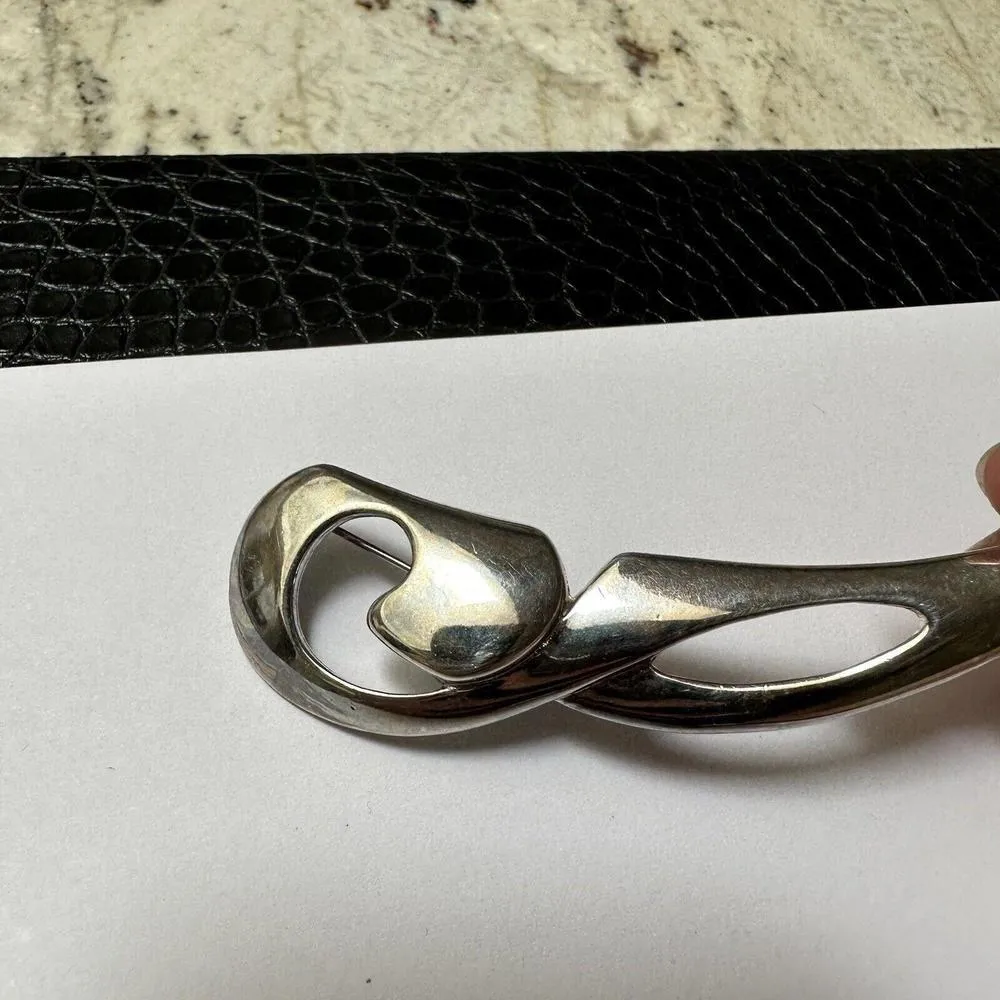 Givenchy Signed Vintage Silver Tone Brooch Pin Flawed - Image 11