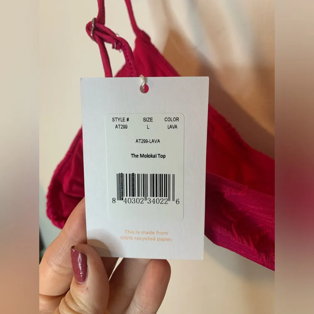 NWT ANDIE SWIM MOLOKAI BIKINI TOP IN LAVA - Image 3