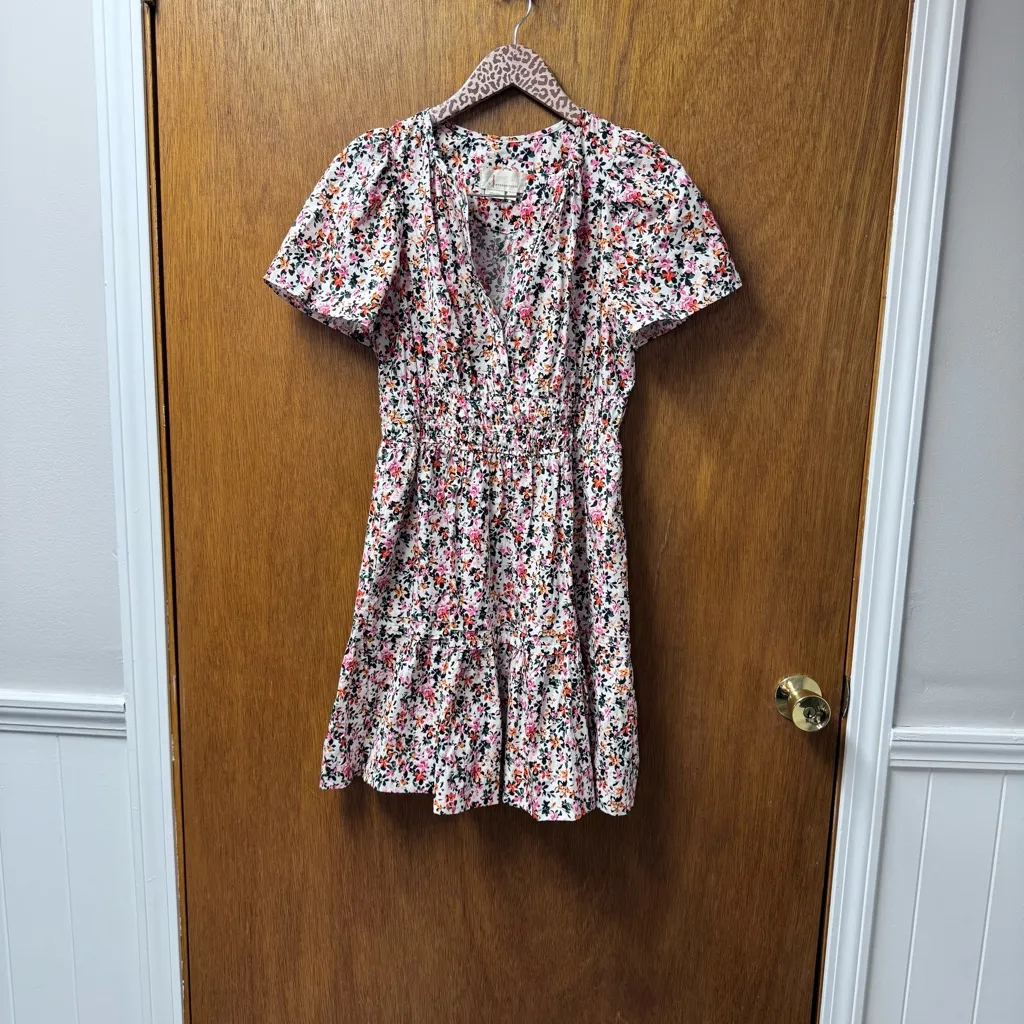Anthropologie The Somerset Tiered Short Sleeve Mini Dress Colorful Floral XS - Image 14