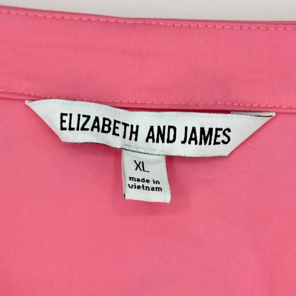 Elizabeth And James | XL | Pink Tie Front Peasant Style Puffy Sleeve Blouse Top - Image 4