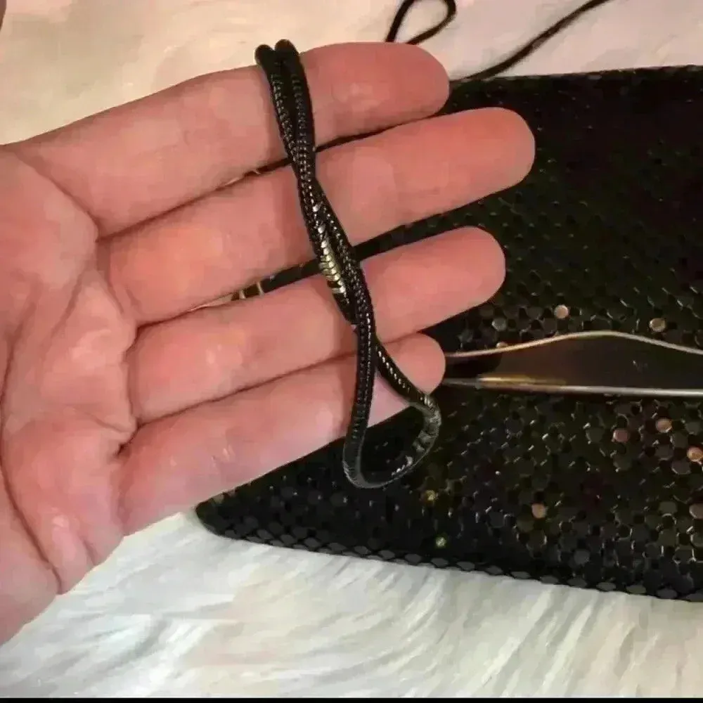 Vintage Enamel Pailette Metal Clutch Purses Bundle of 2 Black - Image 10