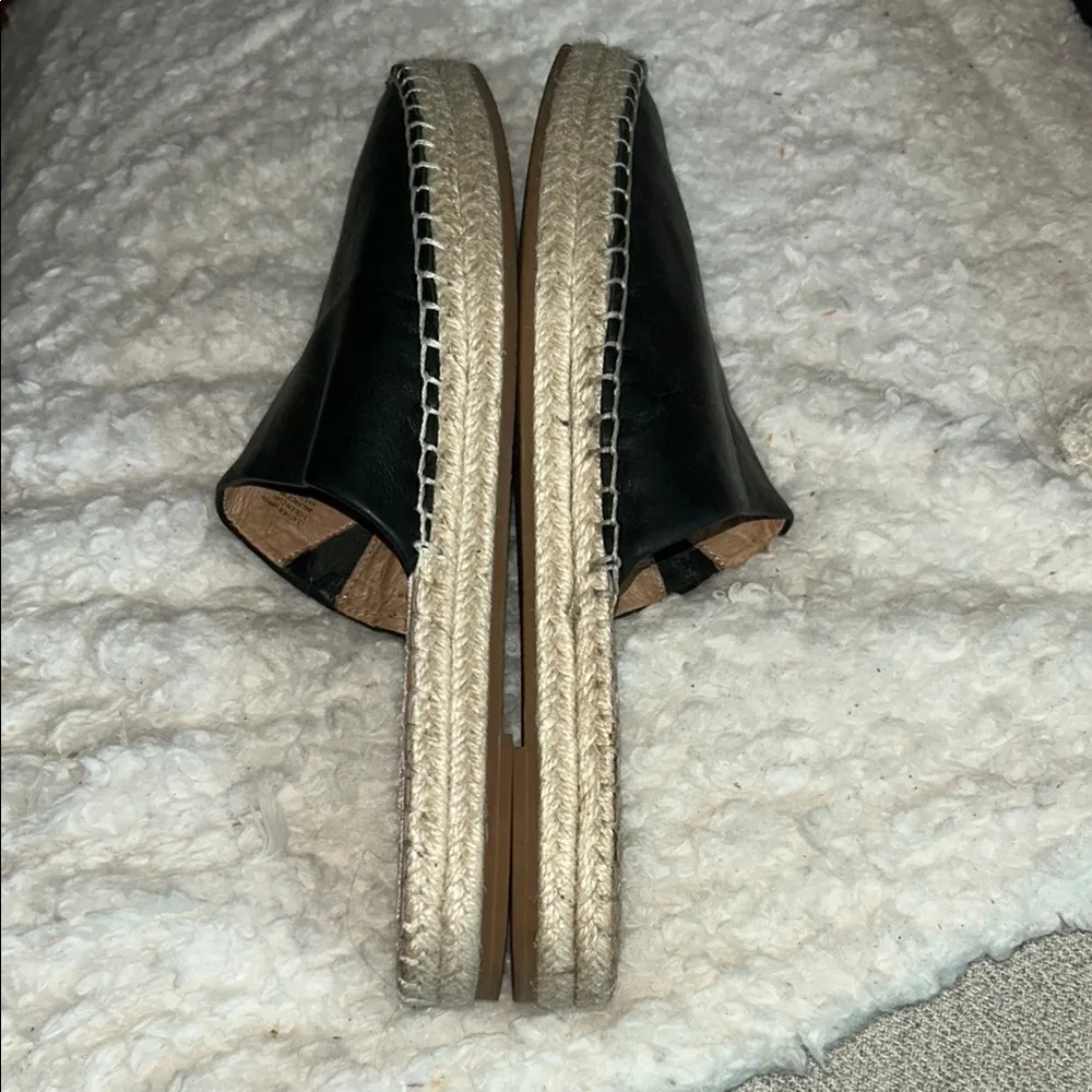 Halogen Black Leather Espadrille Mules - Image 4