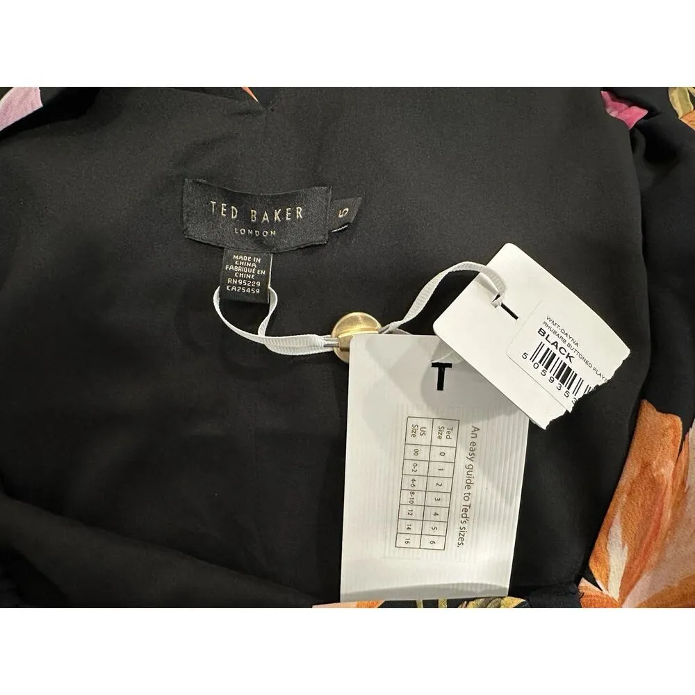Ted Baker Dayna Playsuit Rhubarb Buttoned Romper in Black Sz 5 XL NWOT - Image 6