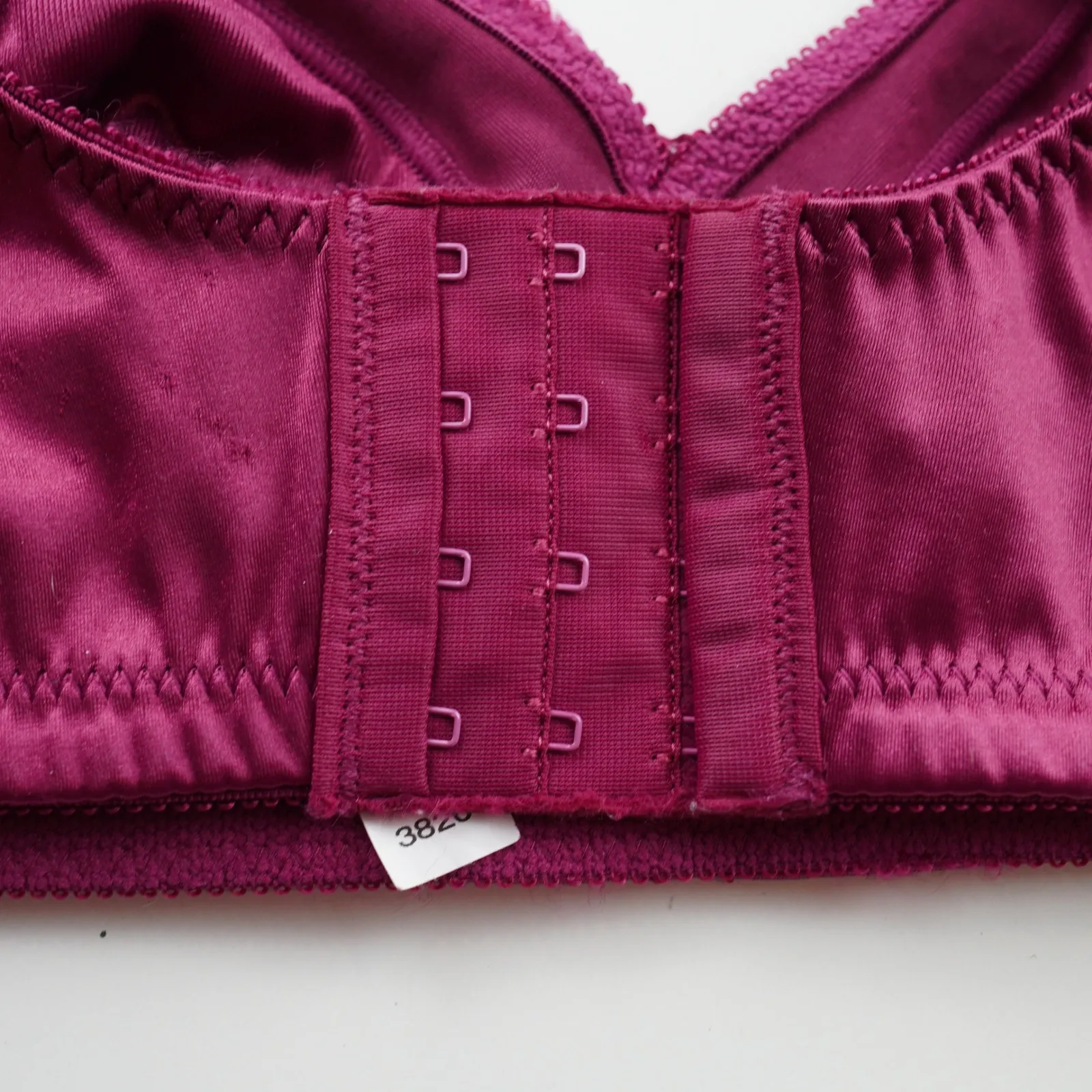 Bali 38C Bra Burgundy Satin Full Coverage Smoothing Comfort Minimizer - Image 4