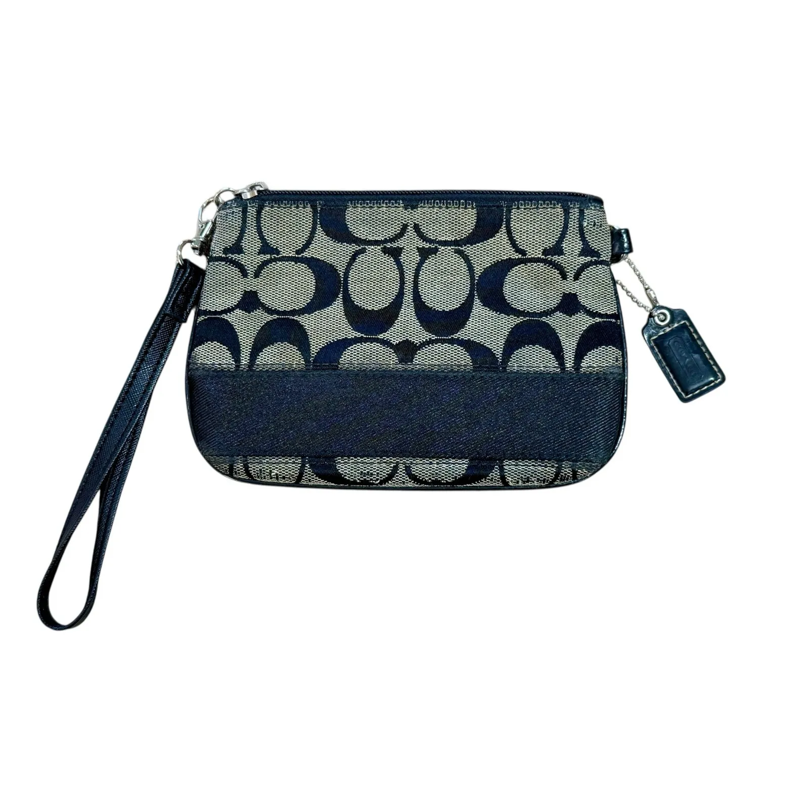 Vintage Y2K COACH Signature Logo Canvas Leather Mini Wristlet Wallet Clutch - Image 3