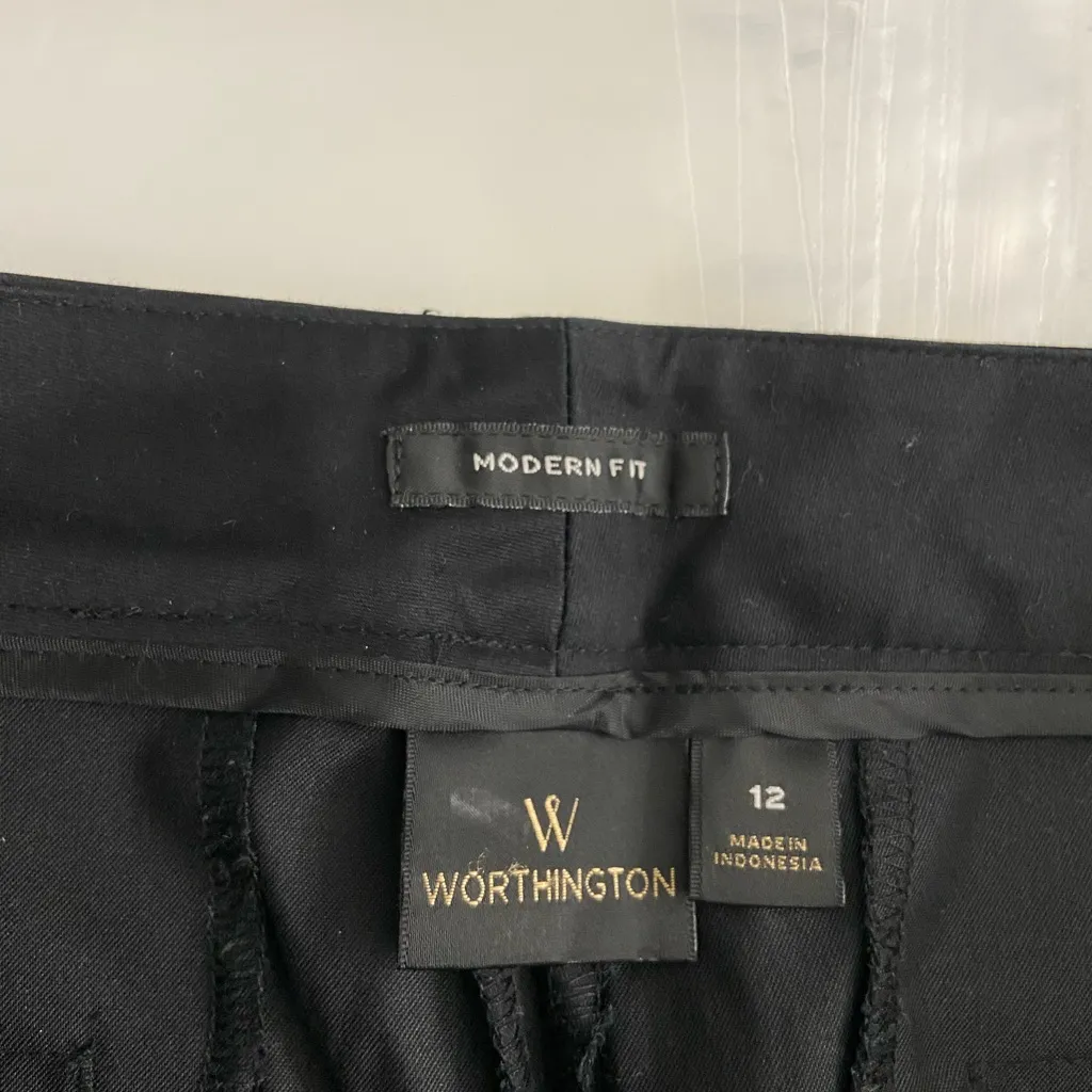 NWOT Worthington women’s solid black modern fit cropped stretch dress‎ pants 12 - Image 5