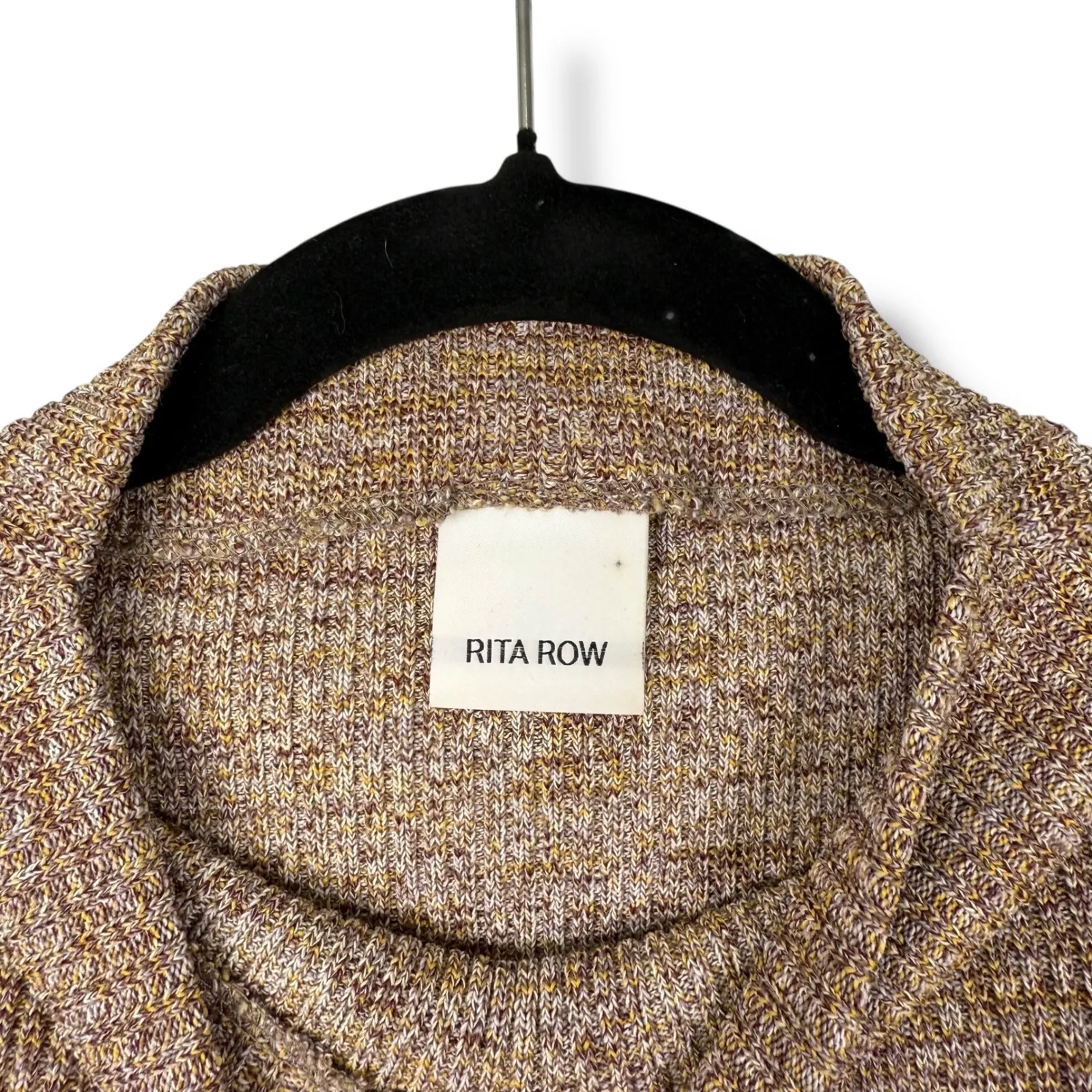 Rita Row Knit Mock Neck Long Sleeve Top Tan Brown Neutral Womens Size S - Image 5