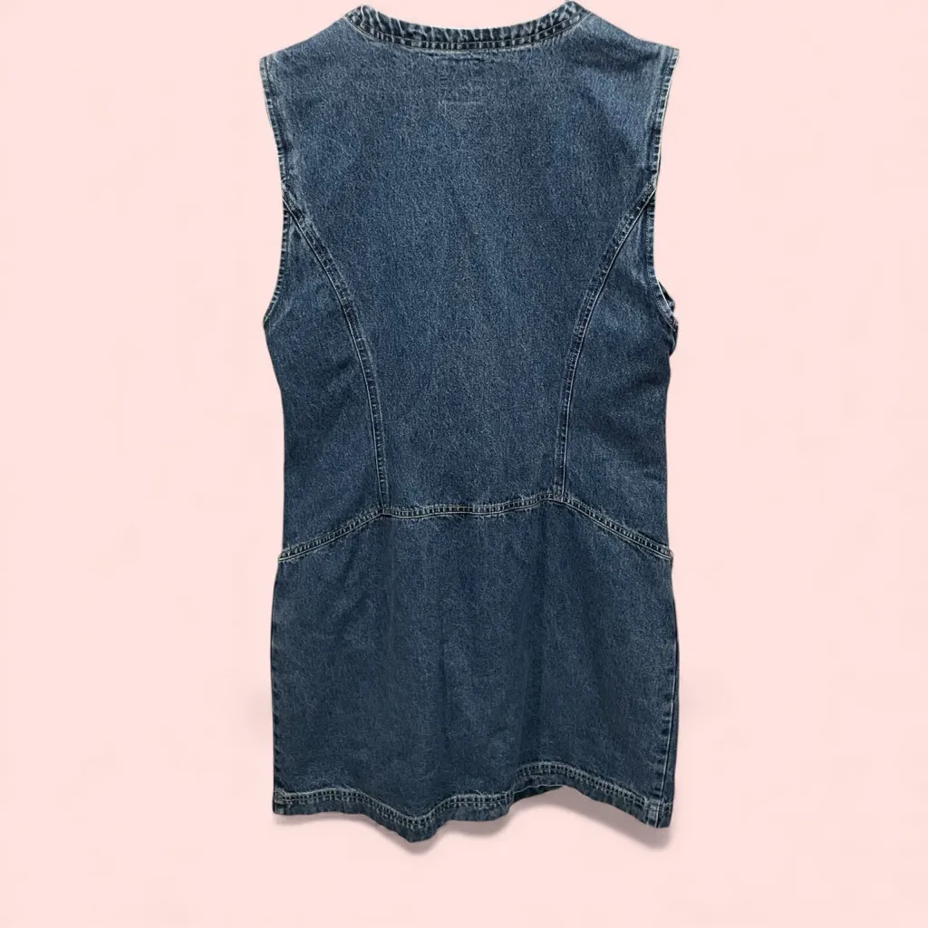 Cute vintage 80s-90s denim zip front mini jumper pockets Gloria Vanderbilt - Image 2