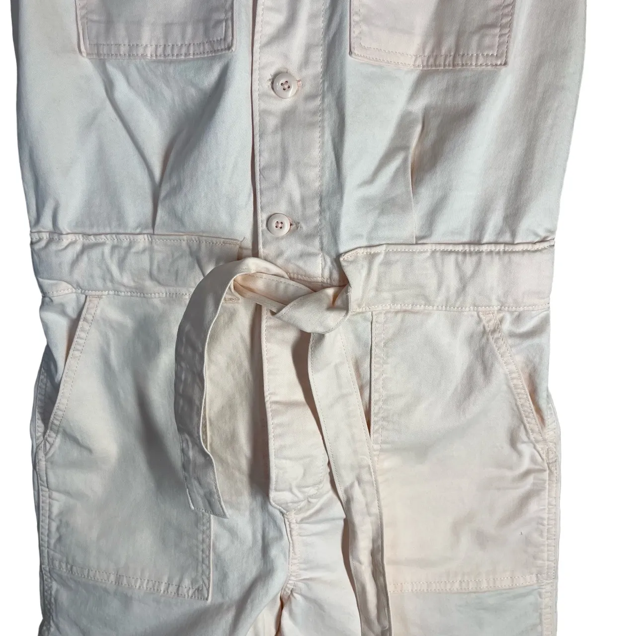 Levis Romper Womens Size‎ Small Light Pink Short Sleeve Tie Waist Button Front - Image 5