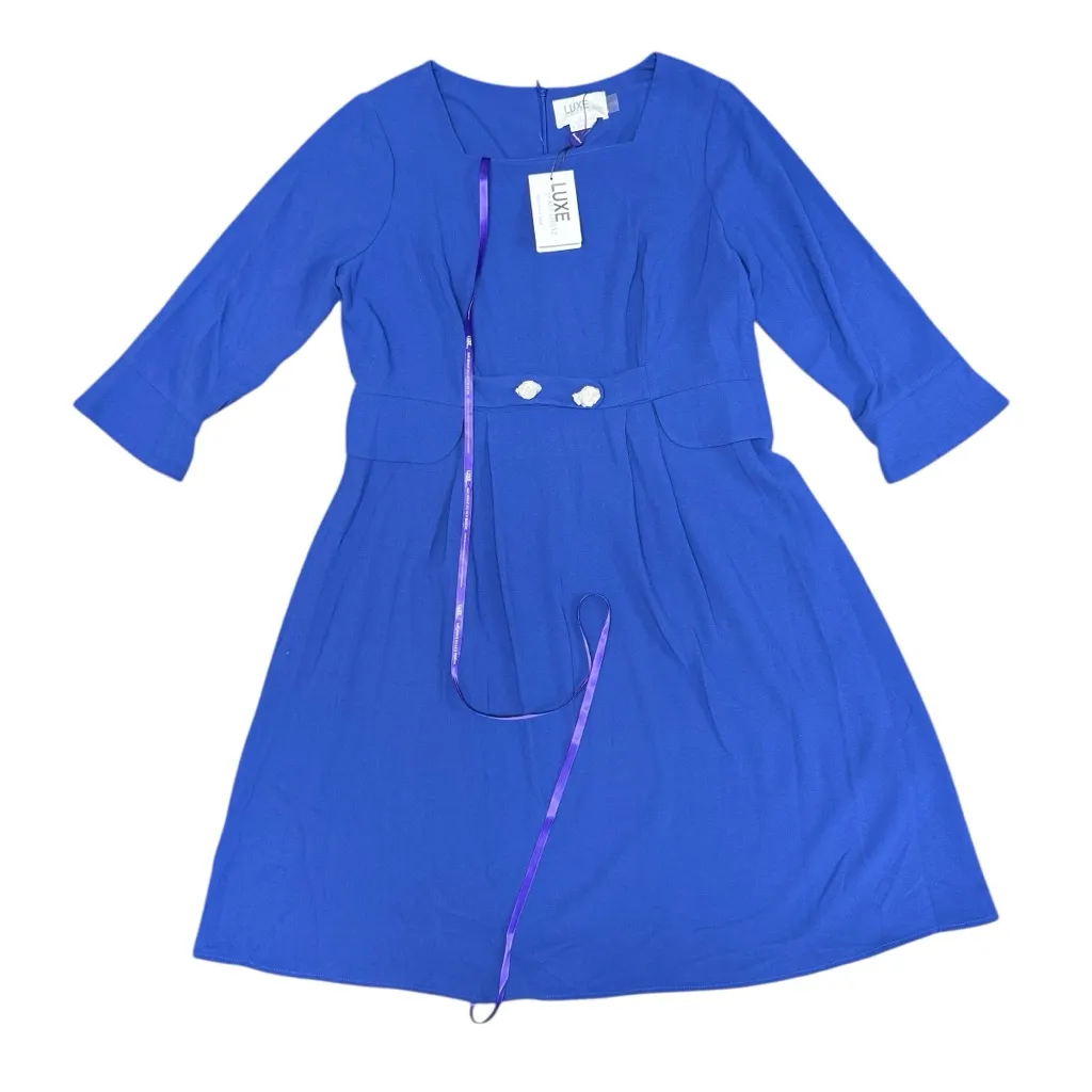 NEW Seraphine Luxe Square Neck Waist Detail Maternity Dress Blue US 12 NWT Size undefined - Image 4