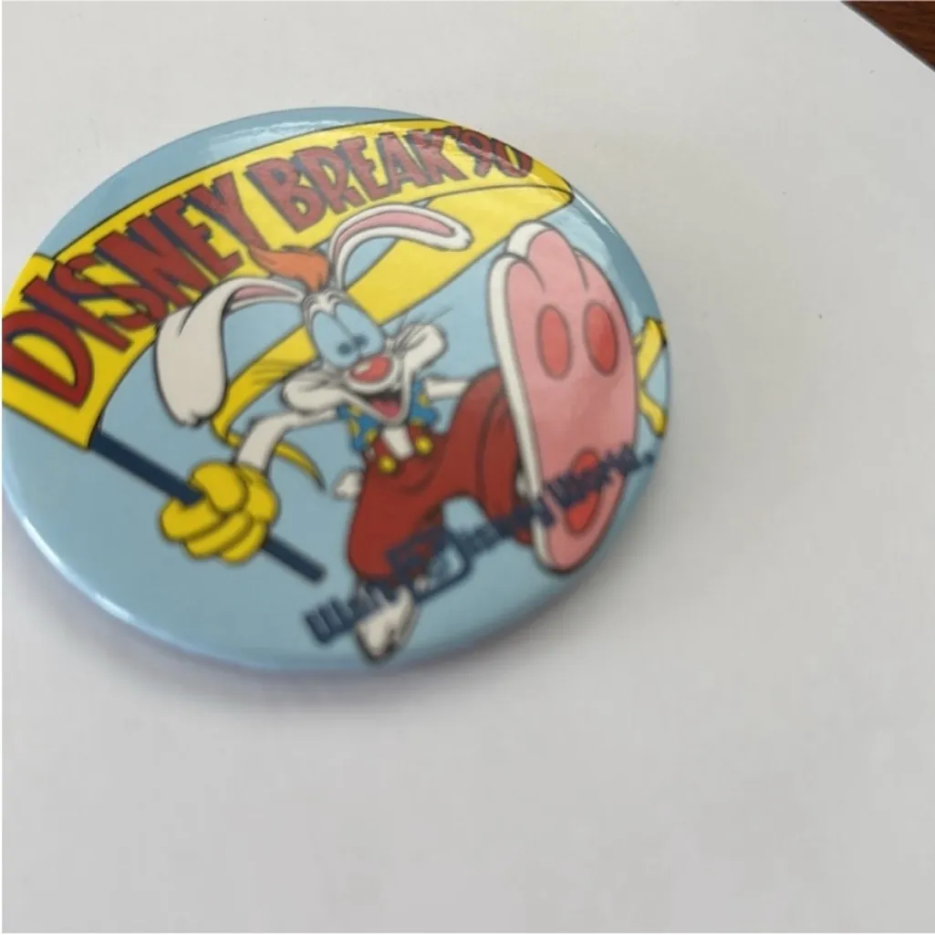 Vintage Disney Roger Rabbit Button - Yellow, Blue, Pink - Image 8