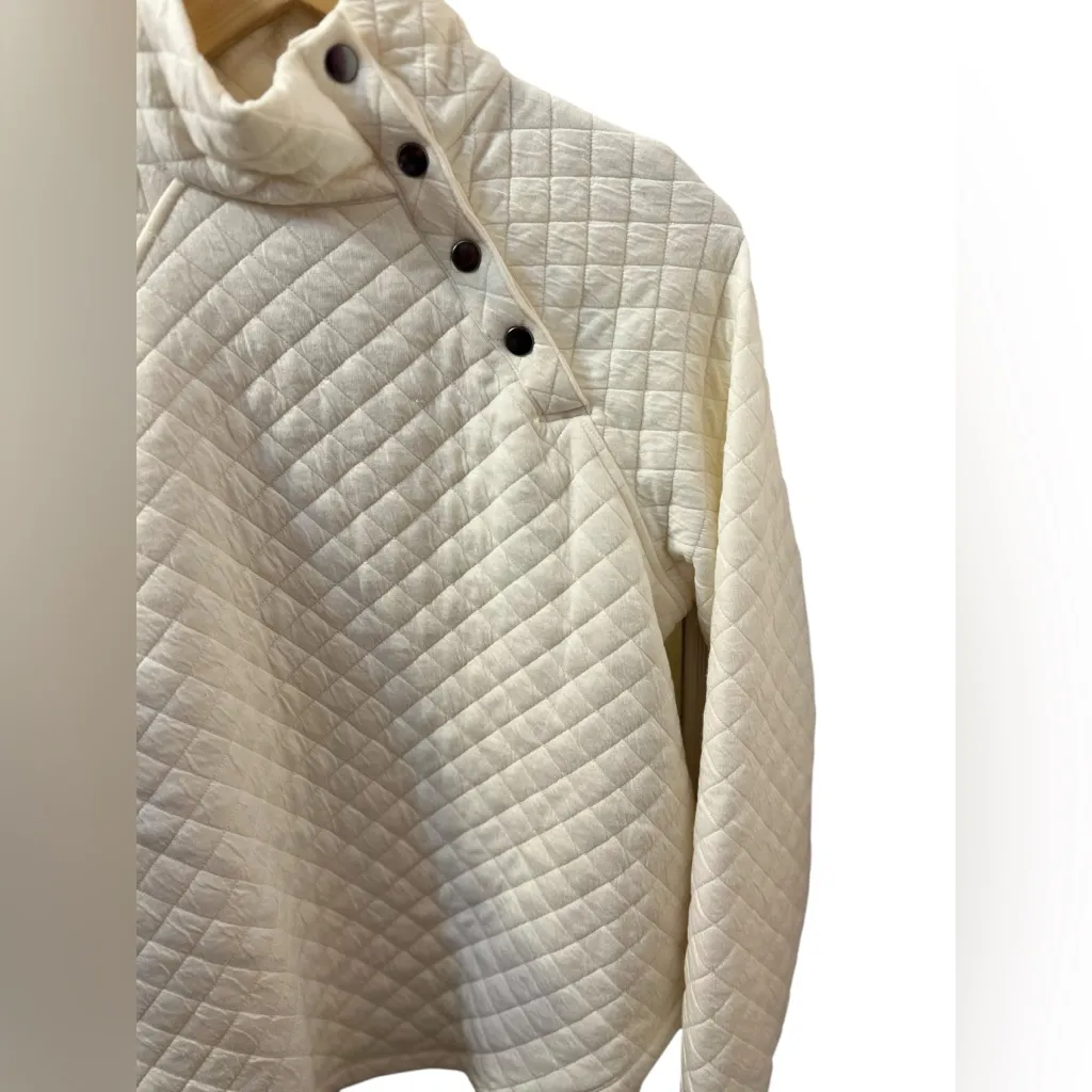 Cable & Gauge whisper white quilted mock neck pullover sweatshirt NWT - Image 6