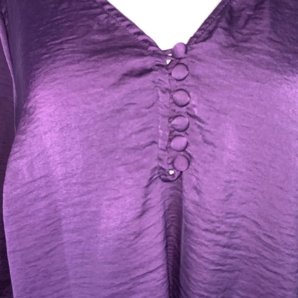 Torrid Purple Silky Flowy V Neck Career Casual Blouse With Lace Cuffs Large - Image 6