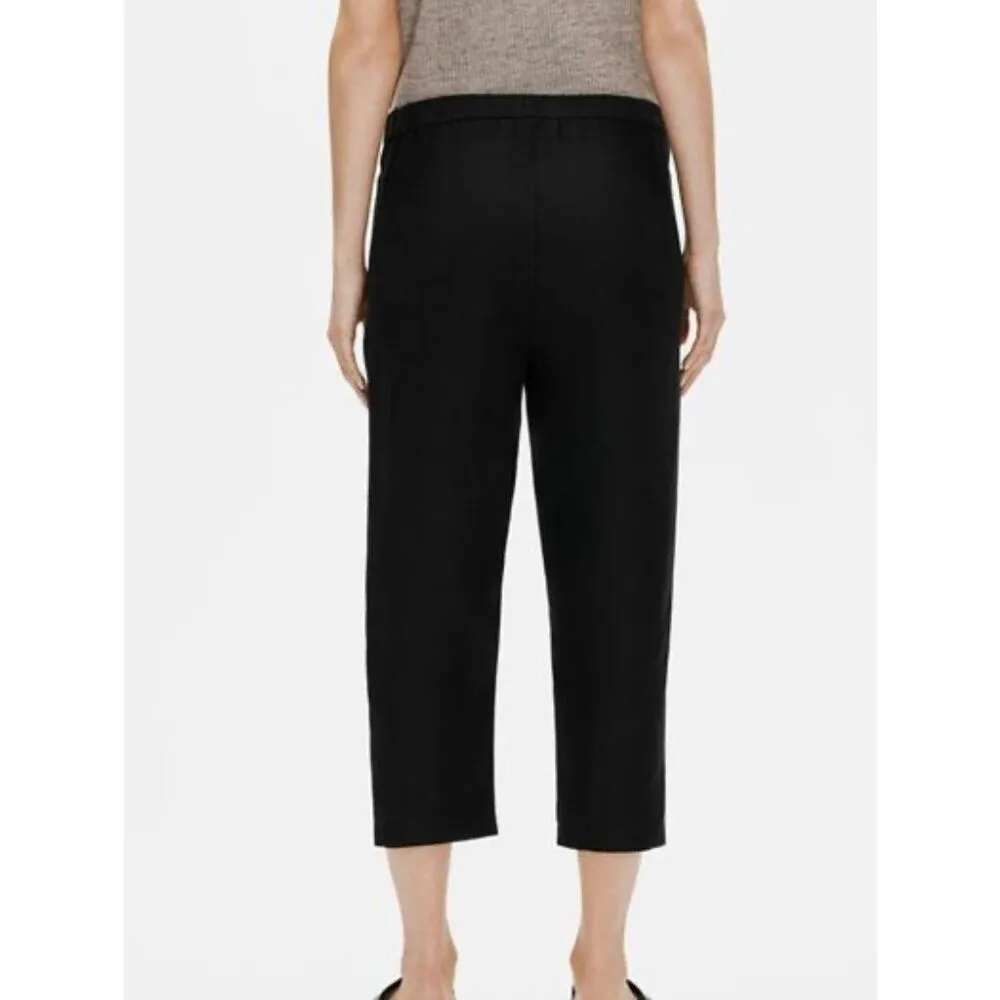 Eileen Fisher black straight crop linen blend pant large petite - Image 2