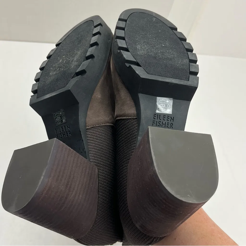 Eileen Fisher Farrah Heel Boot Chocolate Brown Nubuck Womens Size 8.5 NWOT‎ - Image 4