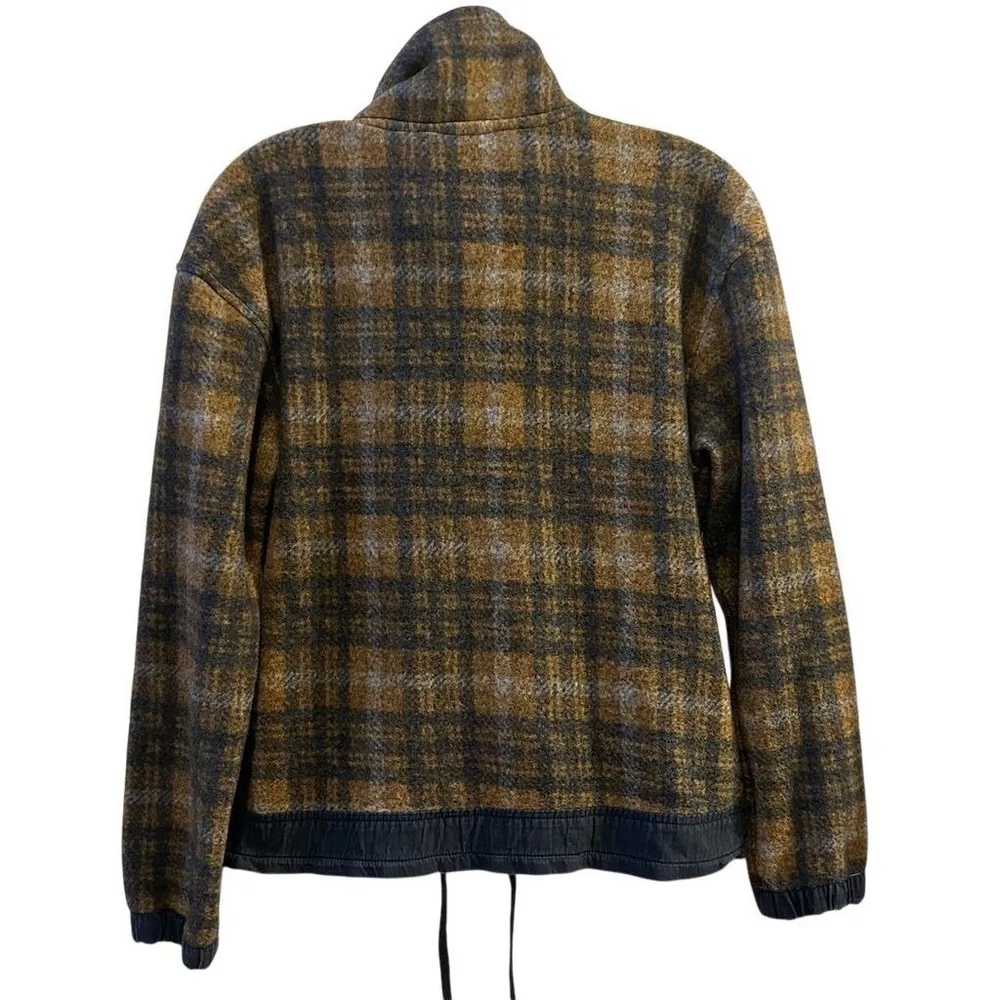 Stoic Women's XS Plaid Fleece Pullover Jacket with Sherpa Collar Yellow - Image 5