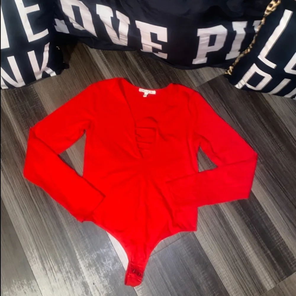 Express Bold Red Cutout Bodysuit - Image 7