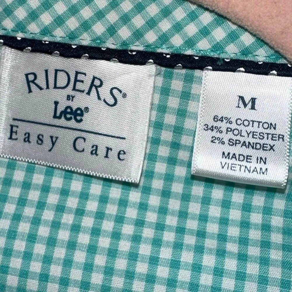 Riders by Lee Green & White Checkered Butyon Down Long Sleeve Shirt - Image 5