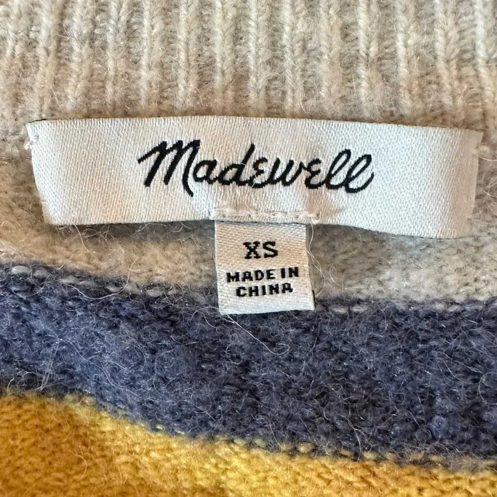 Madewell Cardiff Striped Crewneck Sweater in Coziest Yarn Size XS Preppy Boxy - Image 9