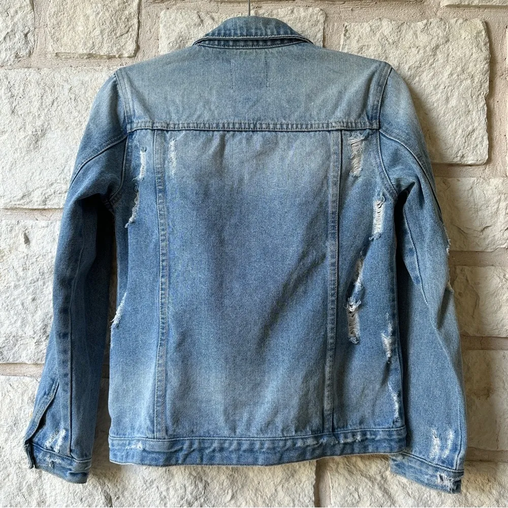 Thread & Supply Distressed Denim Oversized Jacket - Image 4