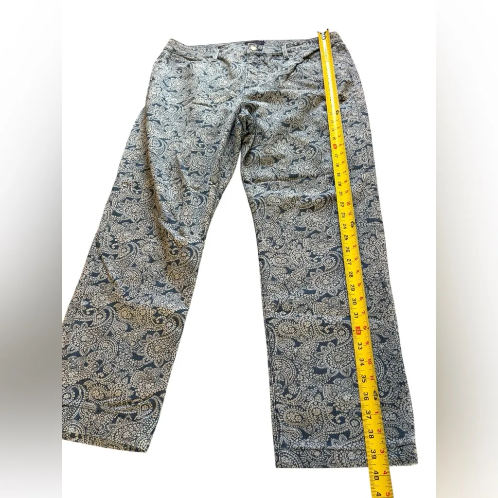 Charter Club Lexington Straight Pants Blue Paisley Print Womens Size 18 - Image 7