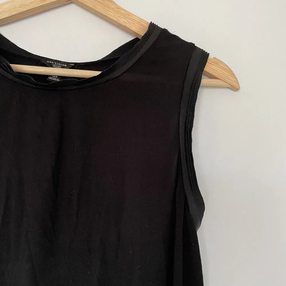 Ann Taylor Petite Size MP black sleeveless summer dress midi rayon spandex - Image 2