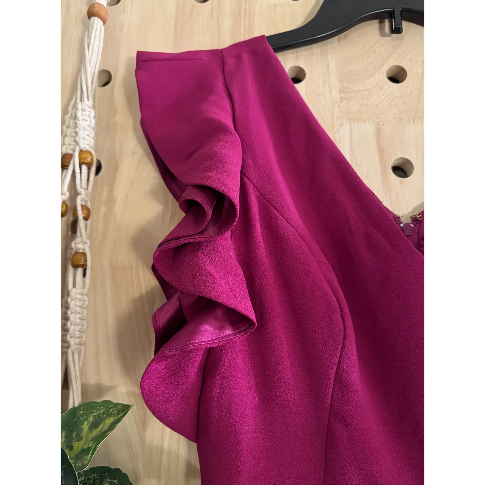 Lilly Pulitzer Magenta Ruffle Sleeve V Neck Wide Leg Jumpsuit Size 00 - Image 6