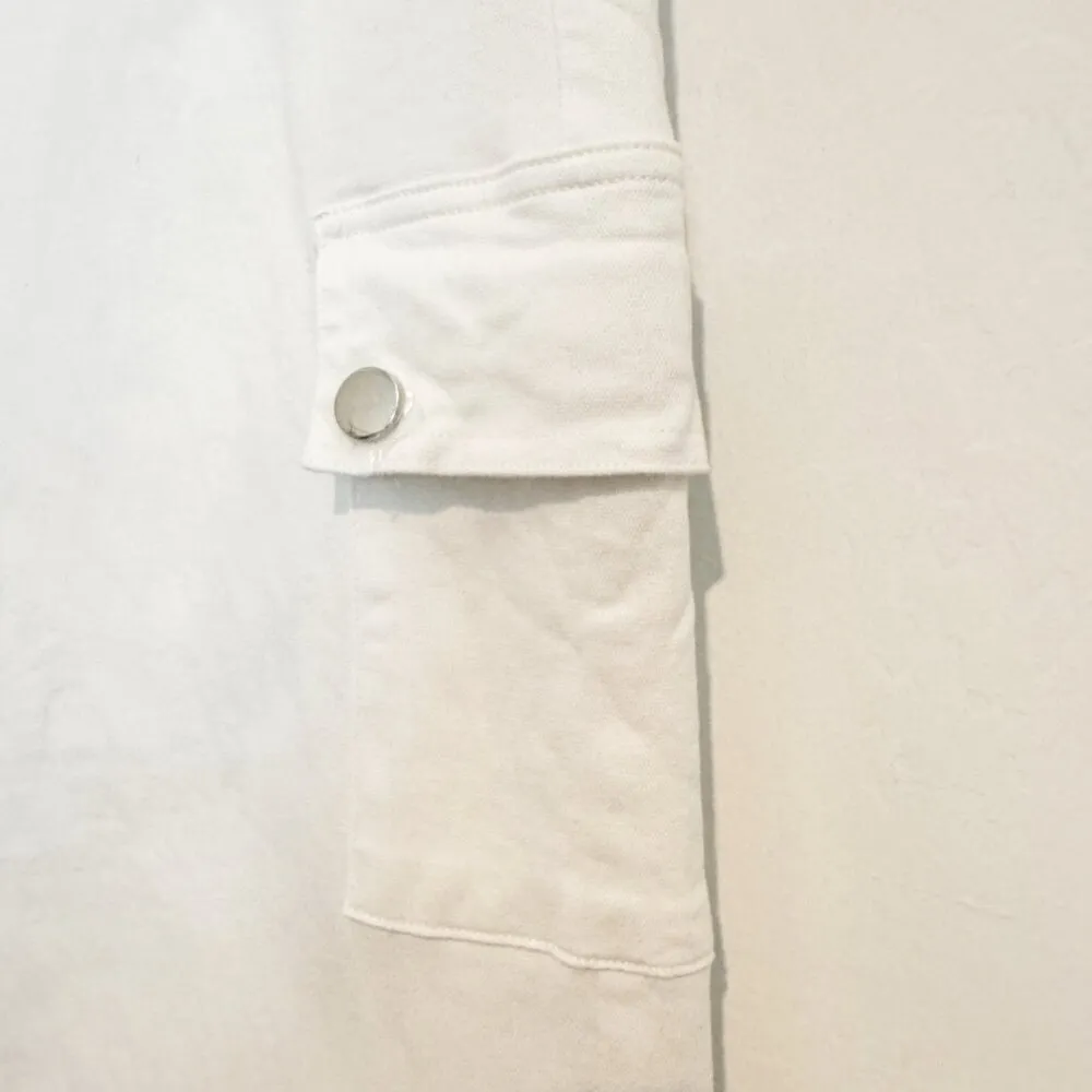 NEW Patrizia Luca Adjustable Roll Tab Capri Cargo Pants in White Boho Size Large - Image 5