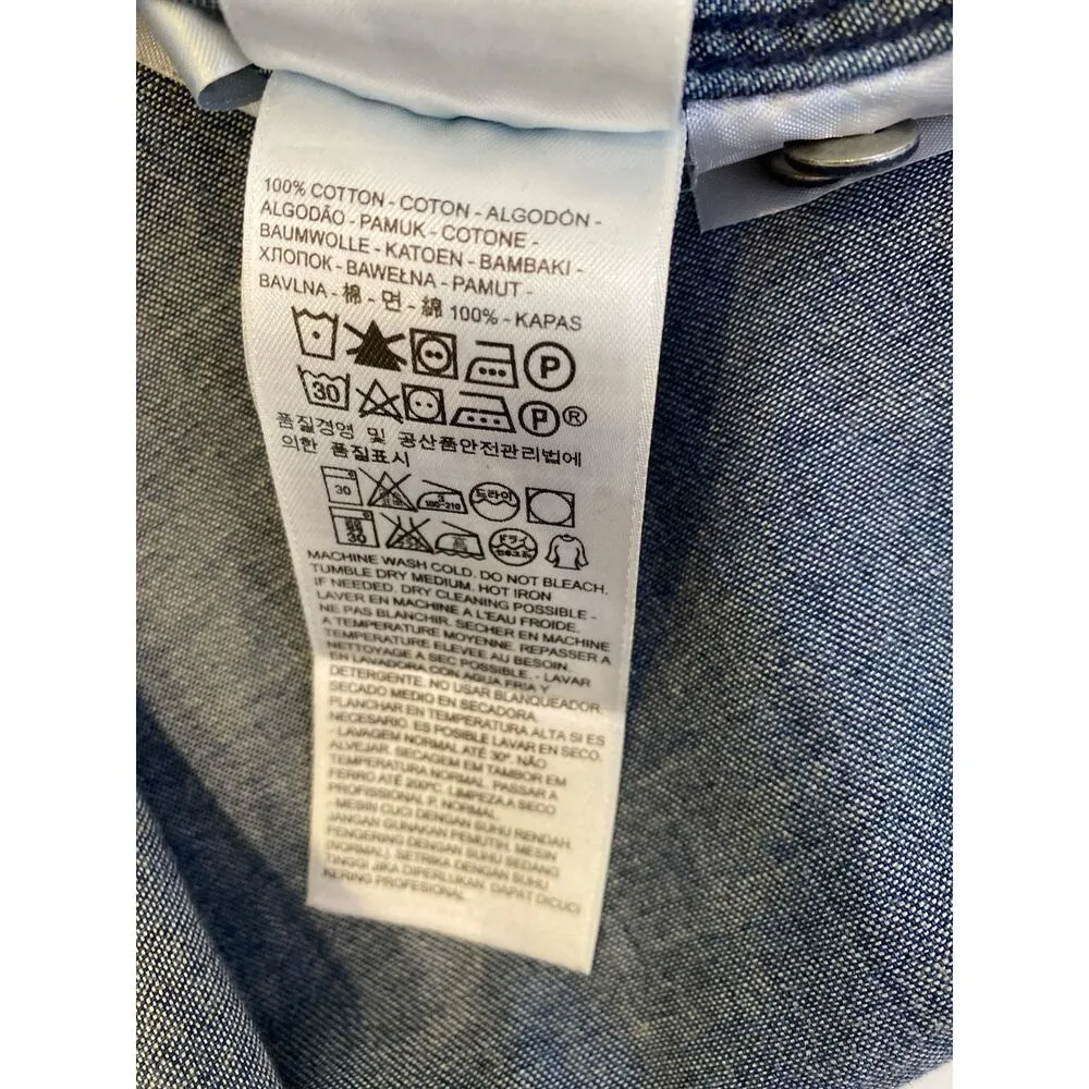 Levi’s Casual Blue Button Down Denim Long Sleeve Women’s Shirt EUC Sz M Cotton - Image 7