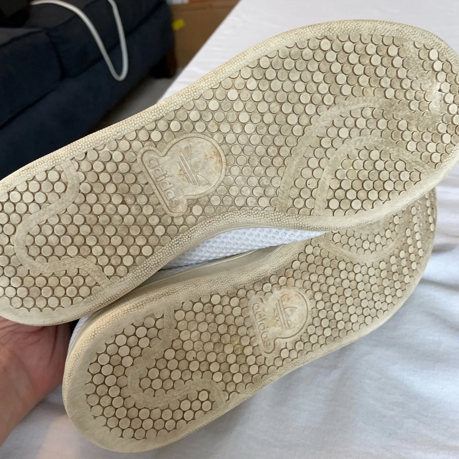 Adidas Stan Smith white woven sneakers.  Size 5 - Image 5