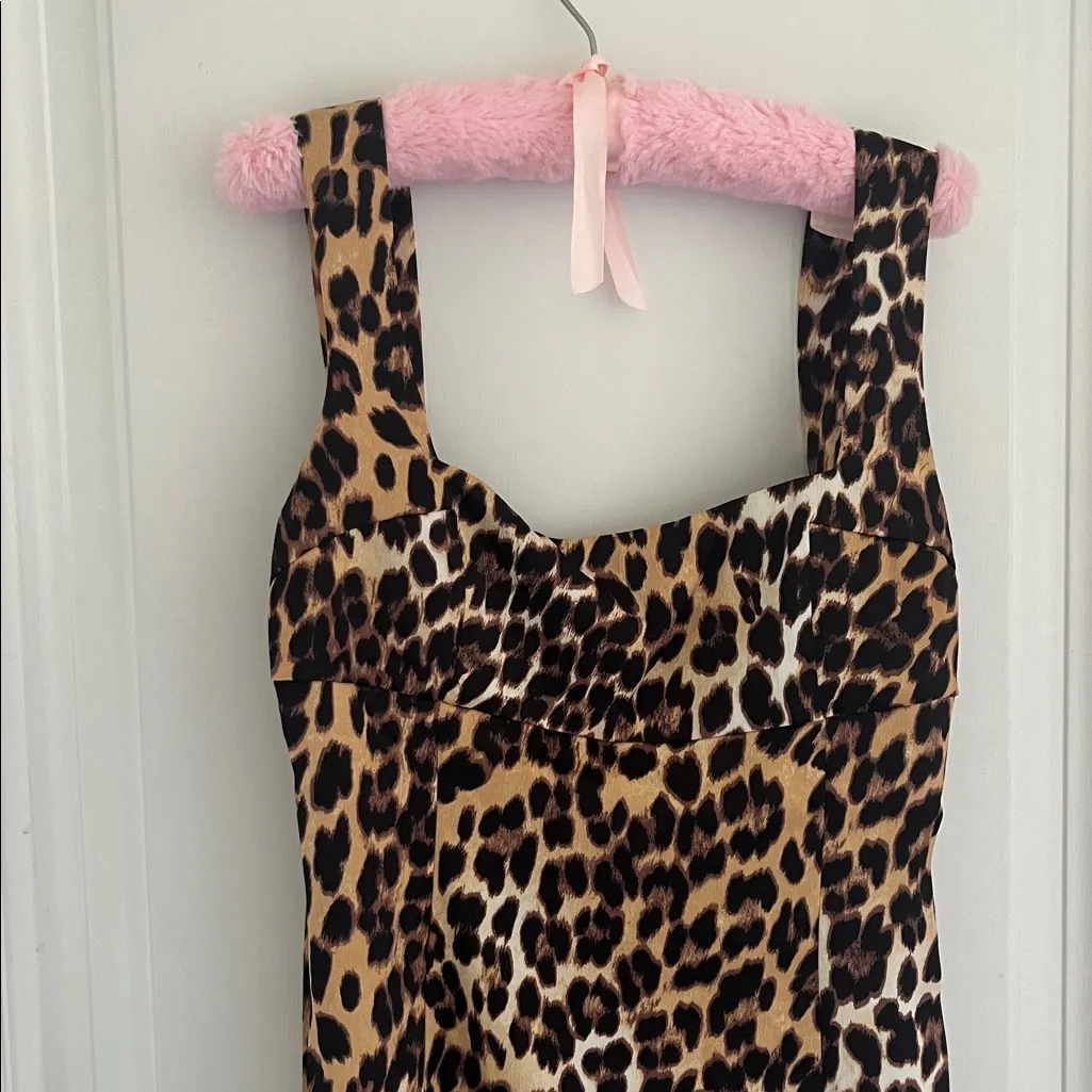Urban Outfitters 🖤🤎 Bri Double Bow Satin Mini Dress in Leopard Print - Size XS - Image 3