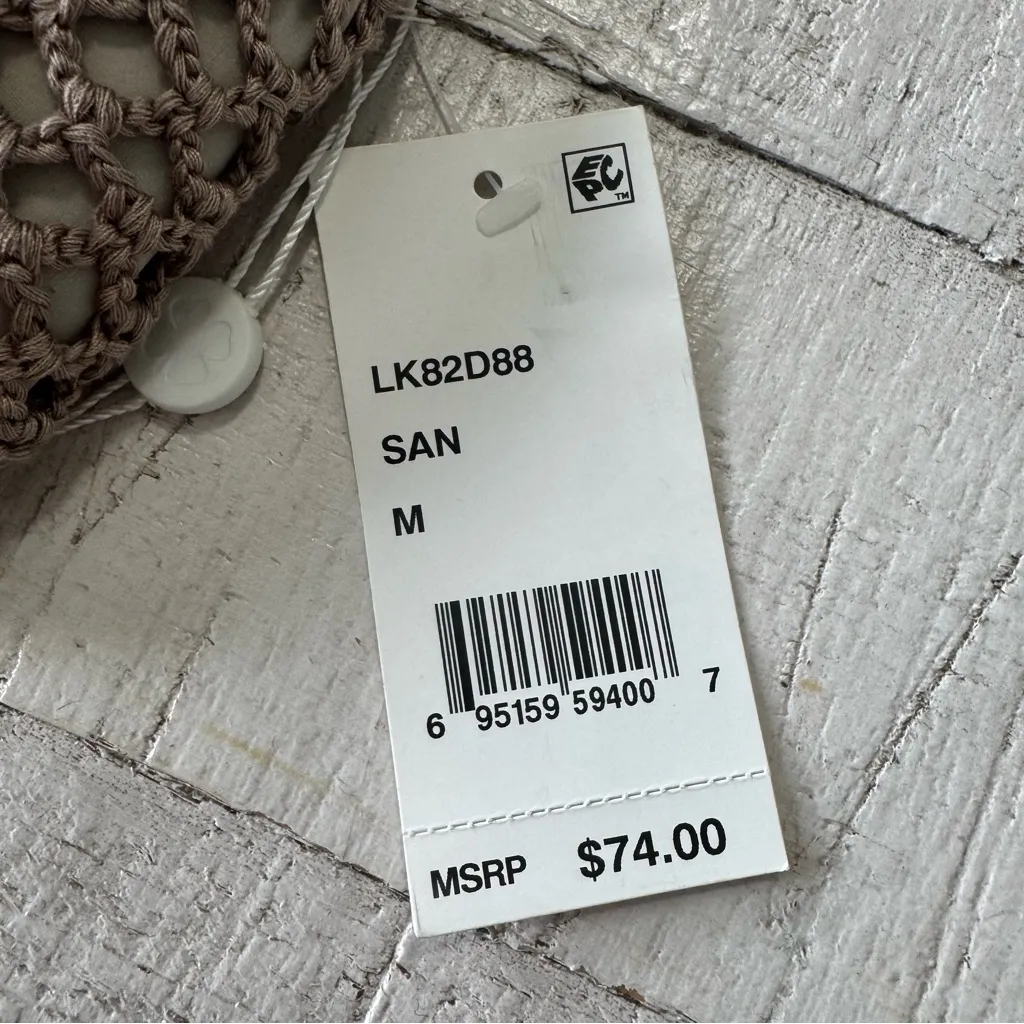 Lucky Brand Los Cabos Crochet Bikini Top NWT size Medium Sand High‎ Neck Halter - Image 10