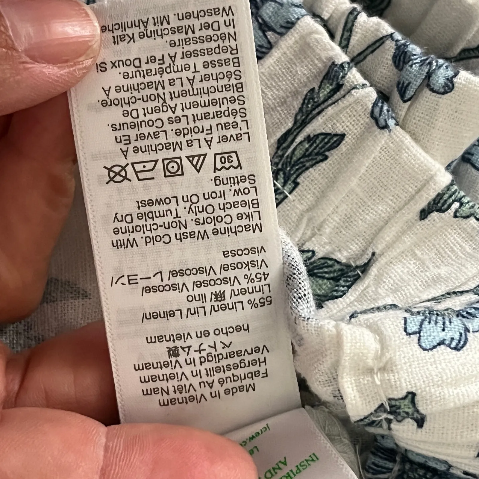 J.Crew Factory Women's White Blue Floral Linen Blend Pleated Shorts Size 14 - Image 4