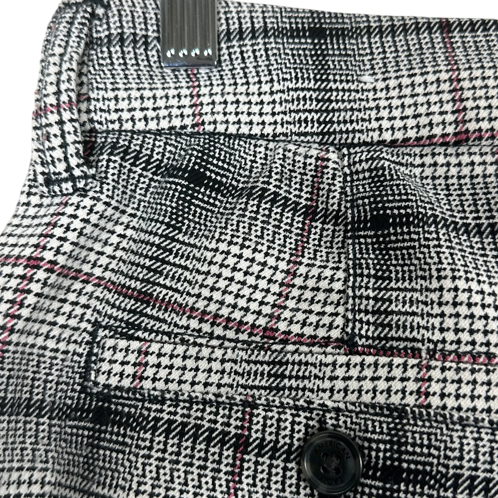 American Eagle Crop Pants Womens 2 Black Plaid Checkered Preppy Dark Academia - Image 6