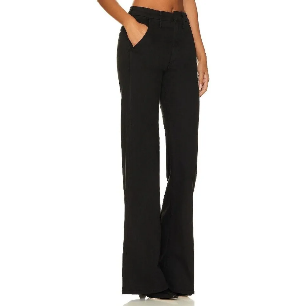 NWT Mother The Roller Prep Heel in Pitch Black Wide Leg Stretch Jeans 32 - Image 13