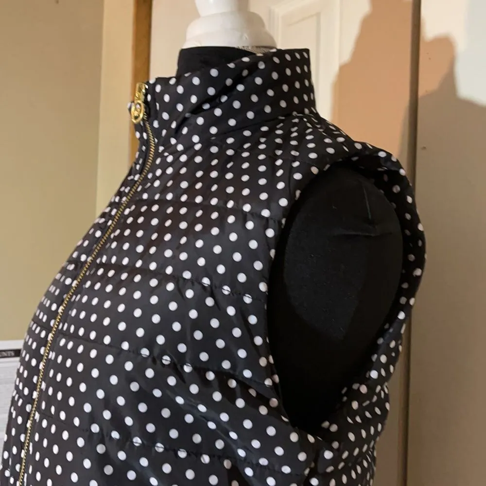 Michael Michael Kors Black Quilted Puffer Vest White Polka Dots M - Image 11