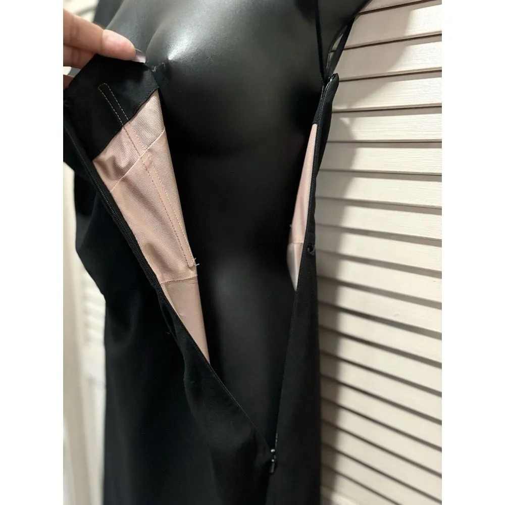 Express Black Embroidered‎ Strapless Dress Size Medium Flare Zip Boning - Image 7