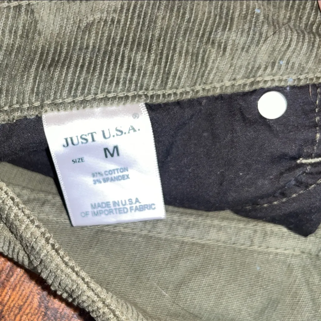 Corduroy Skirt Short Mini length with raw frayed hem Olive Green - Image 6