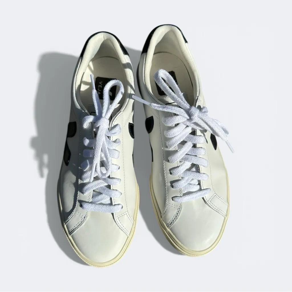 Veja Esplar Leather Sneakers White Black Size 6 - Minimal Classic - Image 3
