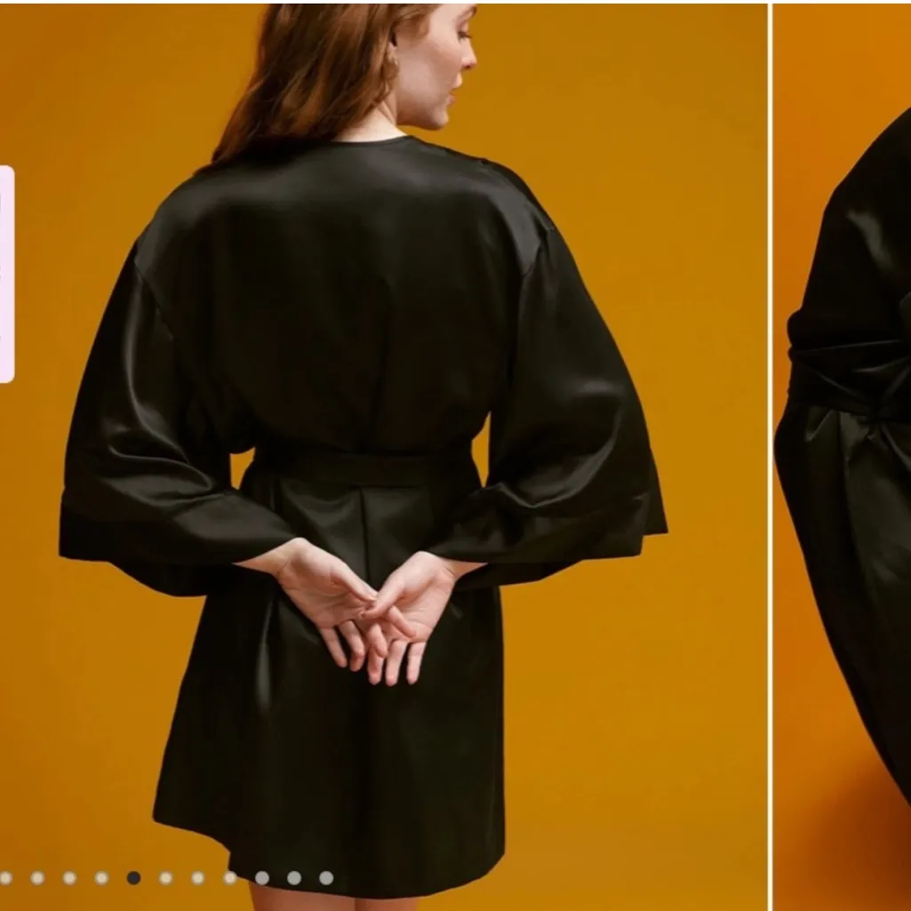 ThirdLove Black Satin Robe NEW - Image 3