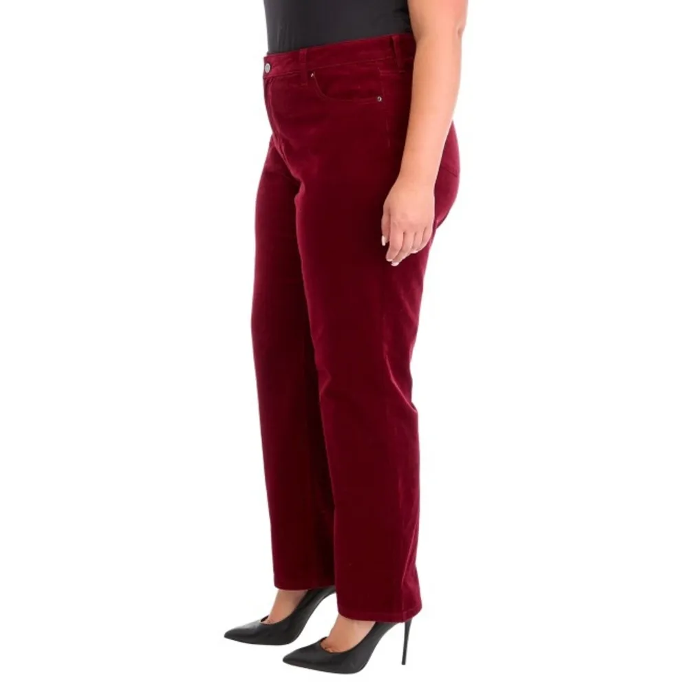 EV1 Velvet Deep Red Ankle Length Slim Cut Mid Rise Jeans Size 14 Cotton - Image 3